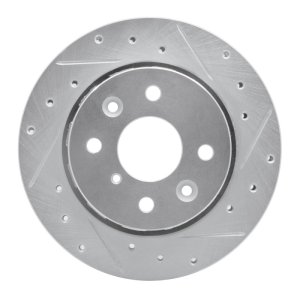 Kia Spectra Brake Rotor (1) - Front Right - R1 Concepts - Drilled & Slotted - Silver - `94-`00